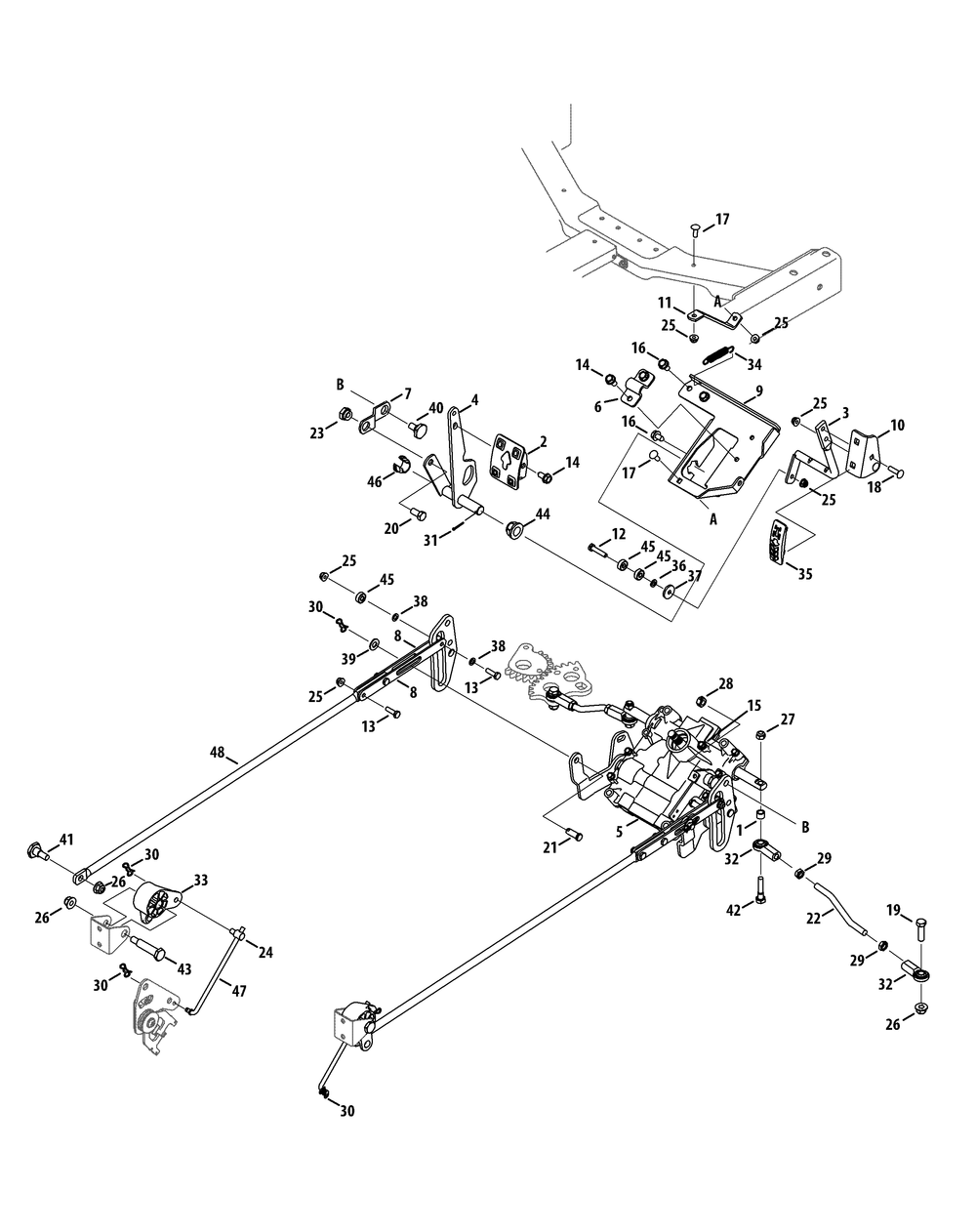 Steering Linkage And Pedal Controls Diagram and Parts List for Z-FORCES60 (17AI5GHD-17AI5GHD010)(2012) Cub Cadet Lawn Tractor